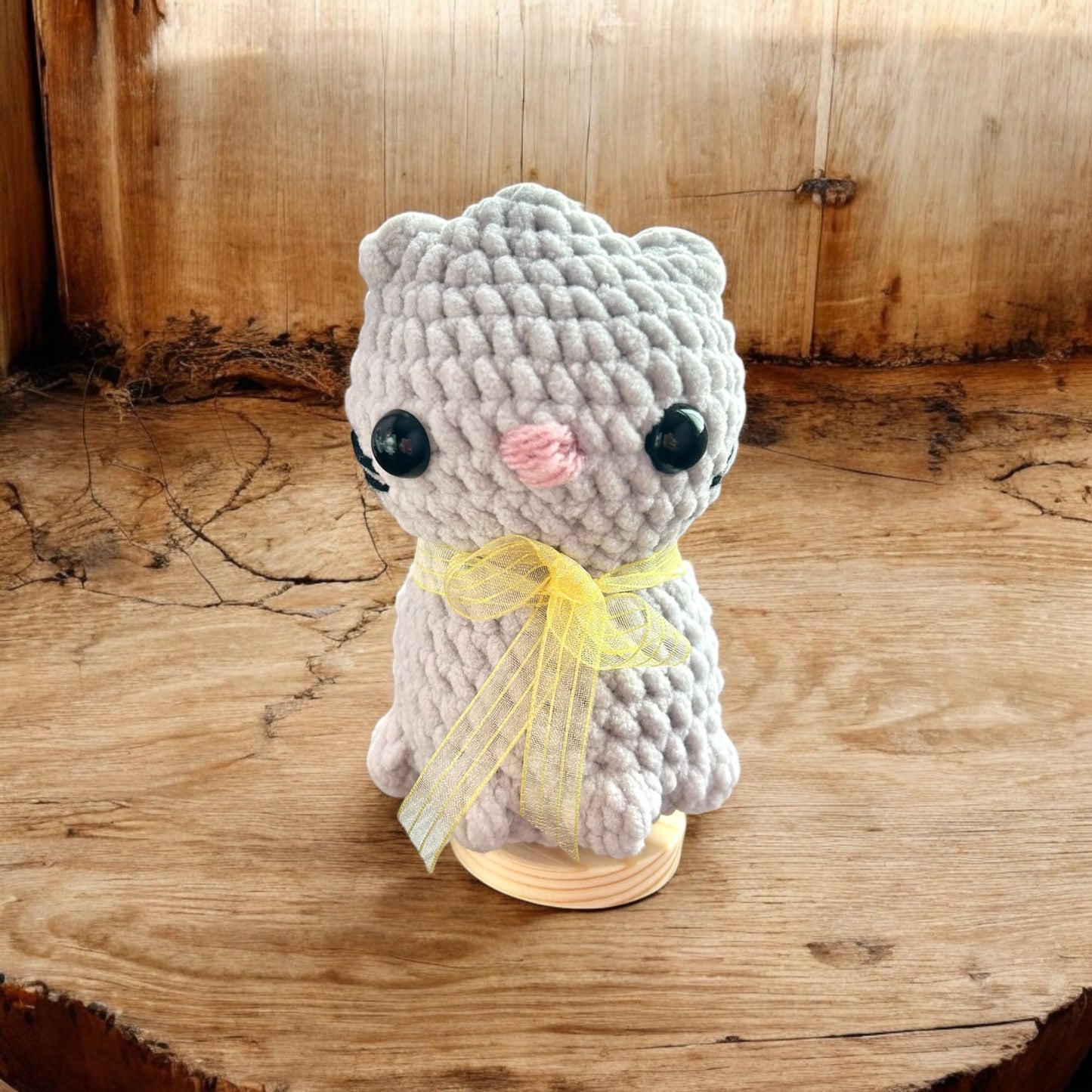 Calico Cat Stuffed Animal Toy Crochet Handmade Plush Kitty Desk Buddy Decor