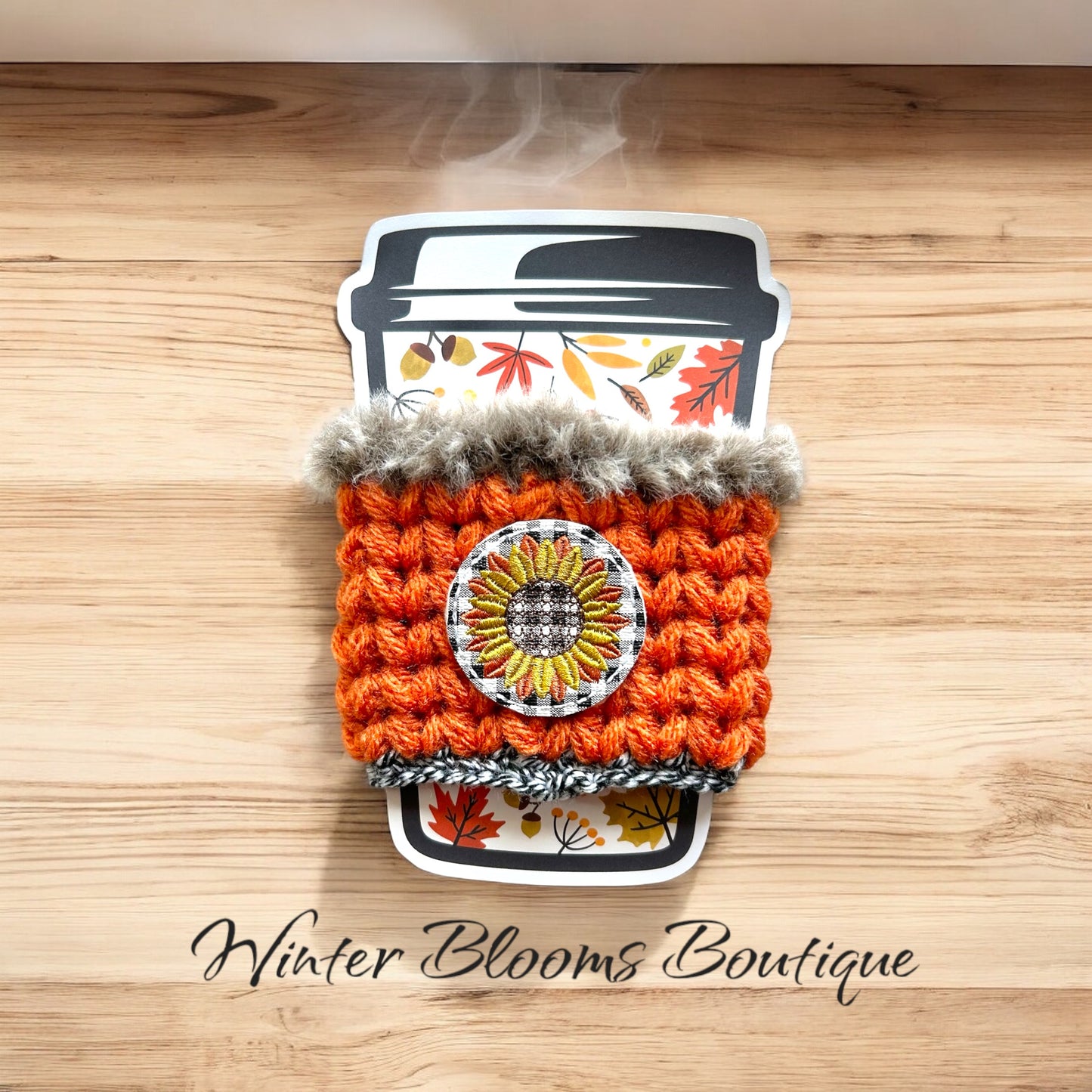 Plaid Sunflower Drink Cozy Sleeve