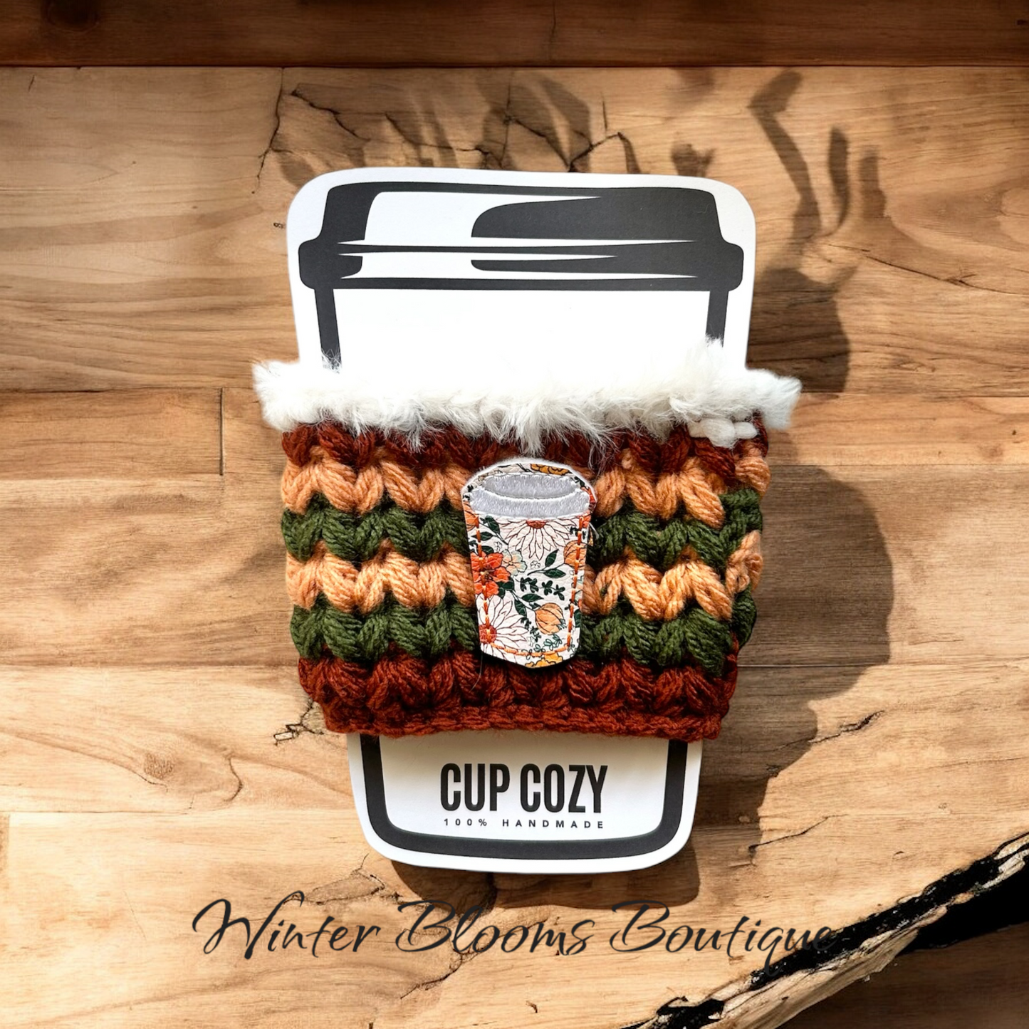 Fall Flower Latte themed Drink Cozy Sleeves