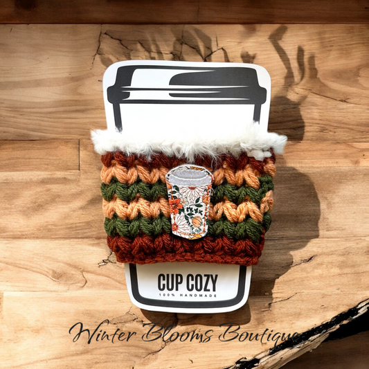 Fall Flower Latte themed Drink Cozy Sleeves