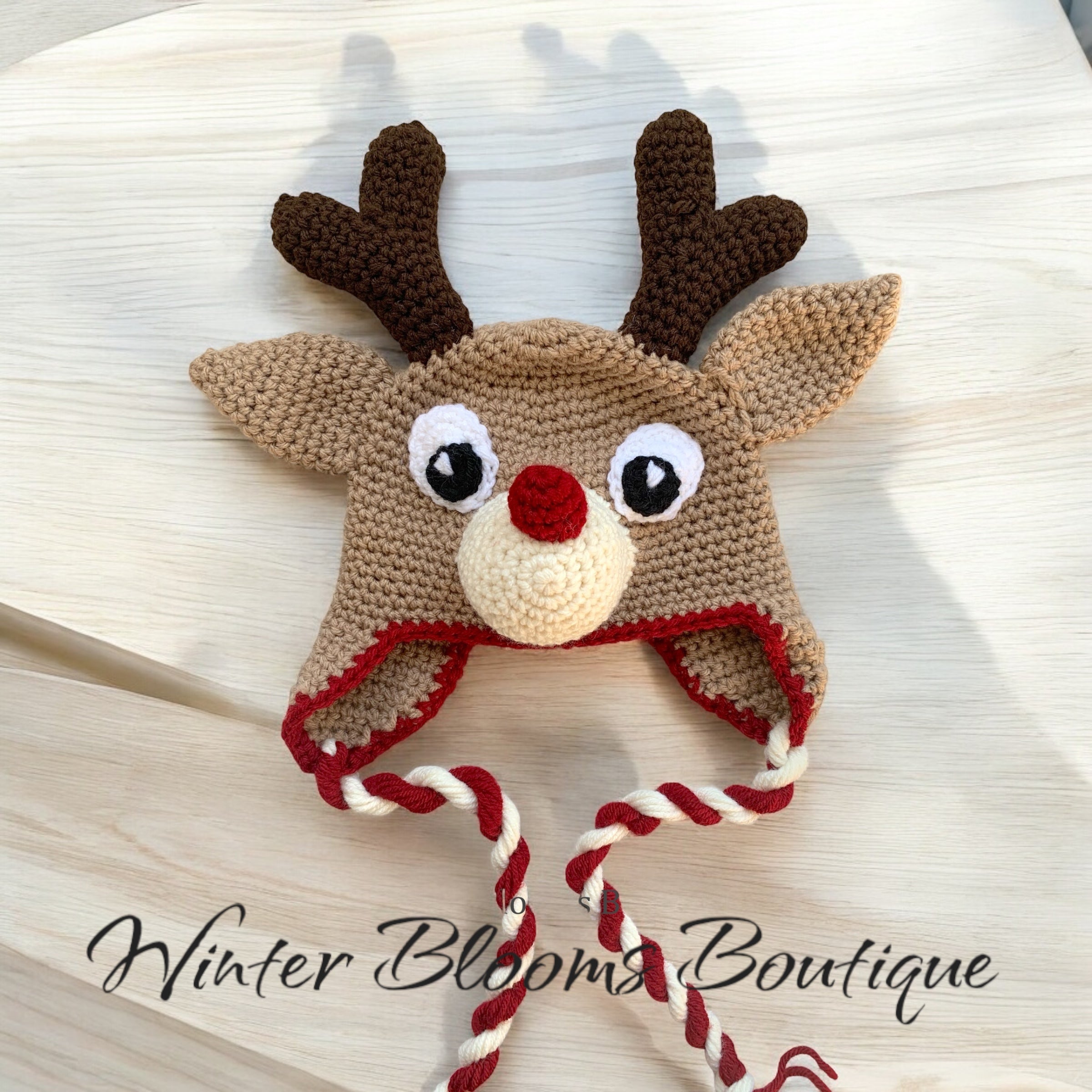 Reindeer Hat Winter Blooms Boutique