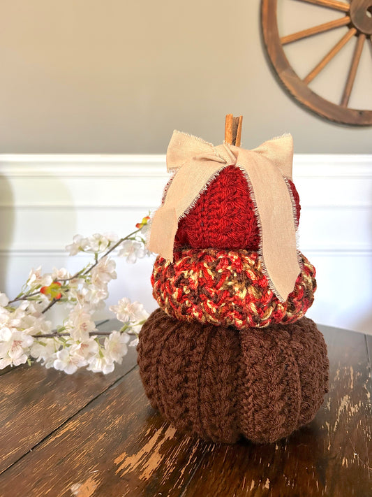 Latte 3-tier Pumpkin themed Fall Autumn Decor